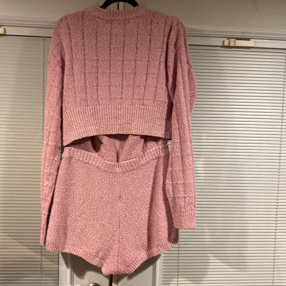 NWT Free People Beach Declan pink two piece knit Romper & Cardi. Size L - Picture 3 of 10